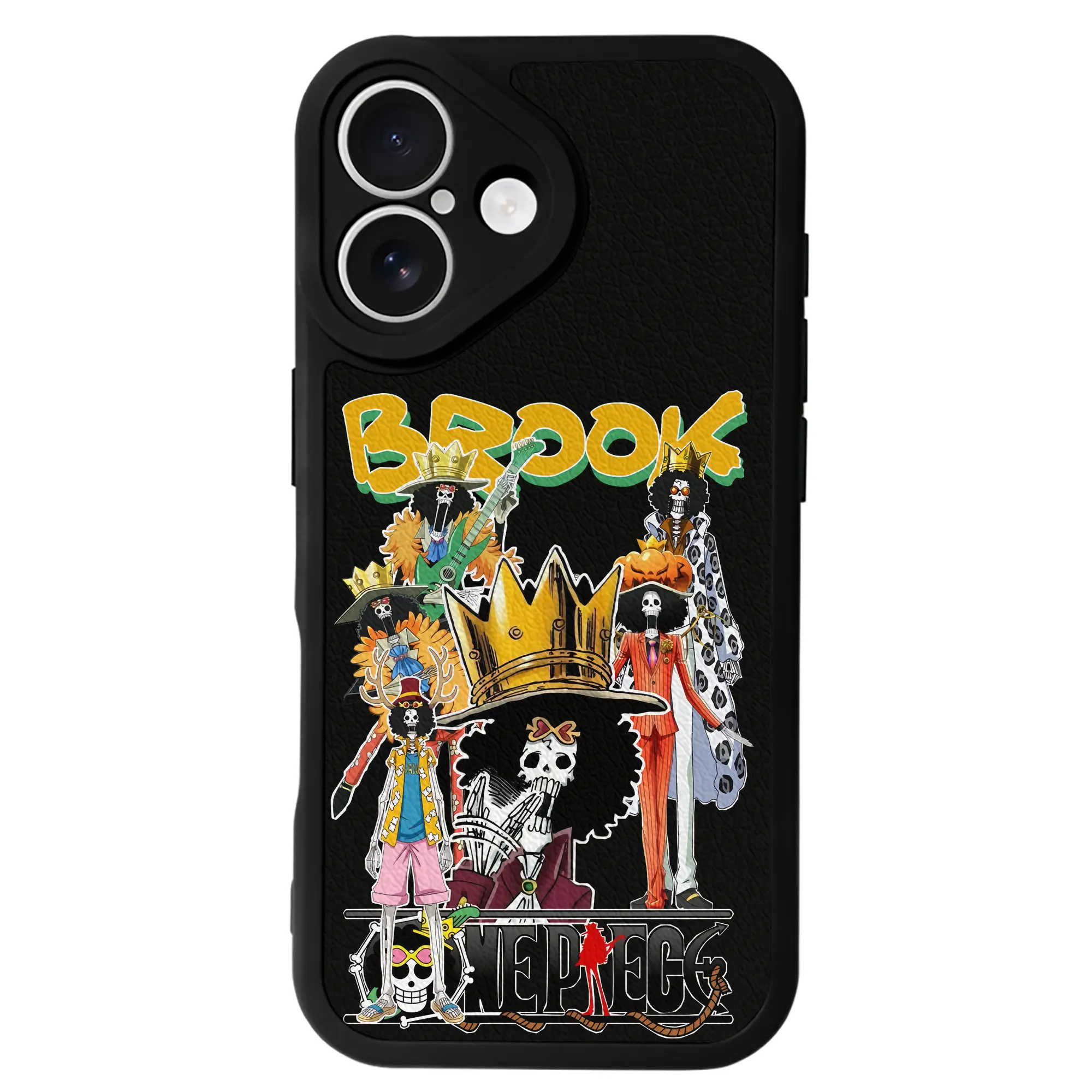 ワンピース グッズ ブルック - IPhone 16シリーズ対応 ・ シリコンスマホケース ・ レザー調 ・ 高精度フィット ・ 耐衝撃 ・ ワイヤレス充電対応 ・ 精密カット